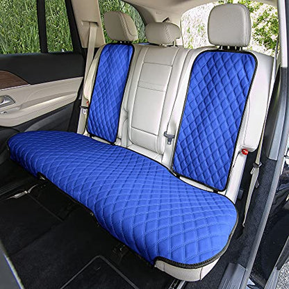 FH Group Car Seat Cover Cushion - Cars Trucks SUV, Faux Leather Car Seat Cushions, Waterproof Car Seat Cover Cushion, Universal Fit Car Seat protector Rear Set Blue