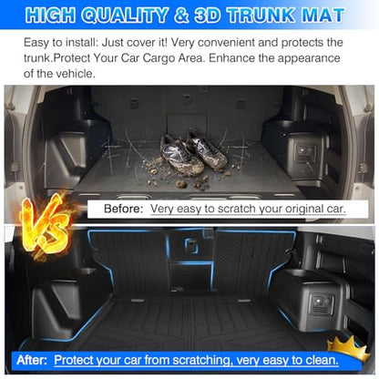 4Runner Cargo Liner - Trunk Mat for Toyota 4Runner 5 Seats 2010-2024 (W/0 Sliding Tray & No 3rd Seat), All Weather Cargo Mat for 4Runner Accessories, Heavy Duty Car Mats, Car Accessories - size: 2)Toyota 4Runner 10-24