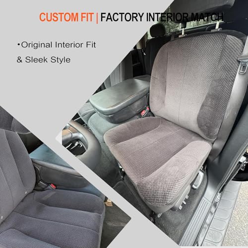 GXARTS Cloth Dark Gray Driver Bottom Seat Cover and Bottom Foam Cushion Compatible with Dodge Ram 1500 2500 3500 2002 2003 2004 2005 SLT SLT Plus Sport Power Wagon Single-Cab Quad-Cab 4X4 2WD
