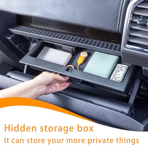 Glove Box Organizer Compatible with 2015-2020 Ford F150 Accessories Interior Hidden Glove Storage Compartment Organizer Tray ABS Materials - size: 15-20 F150