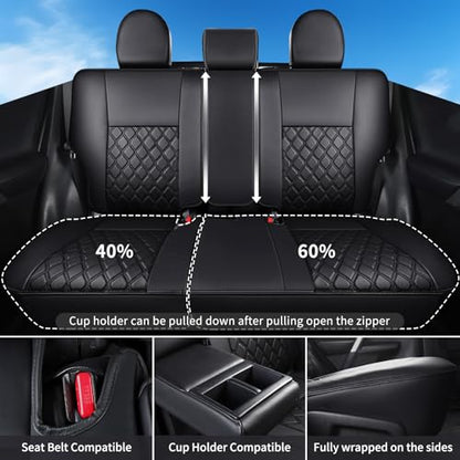Huidasource Car Seat Covers Fit for Toyota RAV4, Full Coverage Waterproof Leather Seat Cushion Covers Full Set Fit for 2013-2018 Toyota Rav4 XLE LE XLE Premium Limited (Not for Hybrid, Black)