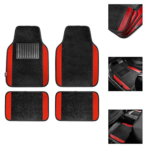 FH Group Light & Breezy Cloth Seat Full Car Seat Covers (Airbag & Split Ready) with Carpet Floor Mats- Universal Car, Truck, SUV, or Van (Red/Black) FB030115 - color: Red