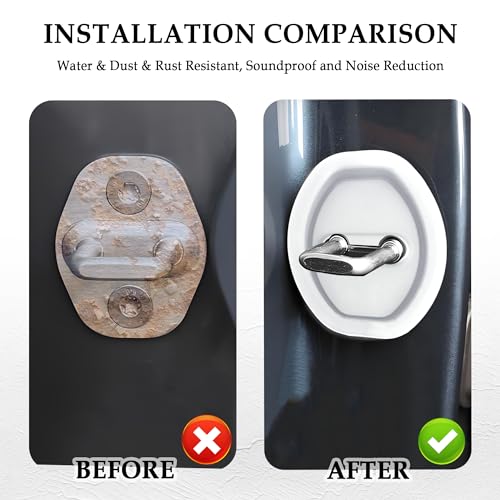 4PCS Door Latch Lock Cover,Silicone Door Latch Guard Car Decorations&Protects Door Latches,Universal Self-Adhesive Door Lock Latch Protector Car Accessories for Most Vehicles (White) - color: White