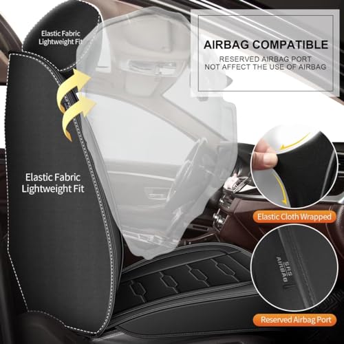 AOMSAZTO 2 Front Car Seat Covers Fit for Honda Ridgeline 2006-2025: Waterproof Faux Leather Seat Covers Compatible Airbag (Black) - color: #016 Black, size: 2006-2014&2024-2025-2 front seat covers only