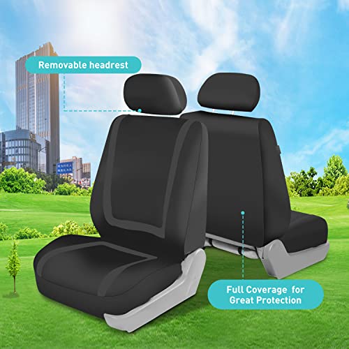 FH Group Car Seat Covers Full Set Cloth - Universal Fit Automotive Covers, Low Back Front Solid Cover, Washable Cover for SUV, Sedan and Van Black - color: Black, size: Full Set