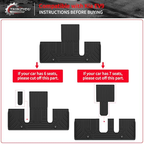 Floor Mats Compatible with 2024 2025 2026 Kia EV9 6&7 Seats Cargo Liner Cargo Mat Trunk Mat Trunk Liner Back Seat Cover Protector EV9 Accessories (Floor Mats+Trunk Mat with Backrest Mat) - style: For Kia EV9 | 2024-2026