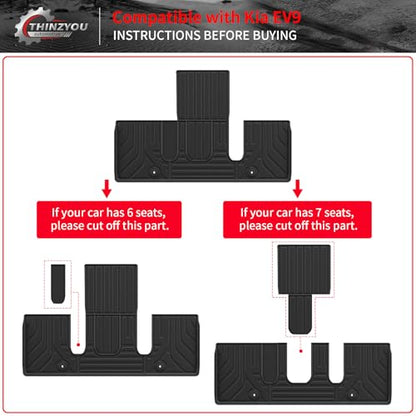 Floor Mats Compatible with 2024 2025 2026 Kia EV9 6&7 Seats Cargo Liner Cargo Mat Trunk Mat Trunk Liner Back Seat Cover Protector EV9 Accessories (Floor Mats+Trunk Mat with Backrest Mat) - style: For Kia EV9 | 2024-2026