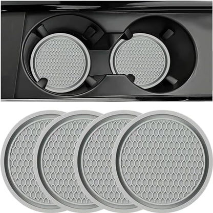 ZSDY Car Cup Coaster, 4PCS Universal Auto Non-Slip Cup Holder Embedded in Ornaments Silicone Coaster, Car Interior Accessories Sets, Grey - color: Gray