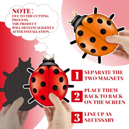 16 Pcs Ladybug Magnets for Screen Doors Double Sided Screen Door Magnets Stickers Decorative Magnetic Decor for Window Patio Sliding Doors Protector - style: Ladybug