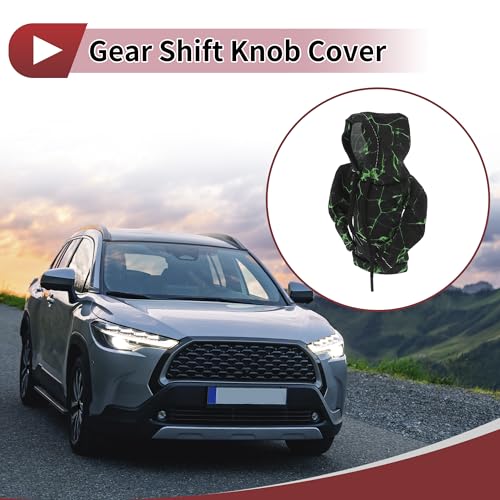 1 Pc Gear Shift Knob Cover Decoration Stick Shifting Handle Protector 5.91"x4.33" Hoodie Style Green Black Polyester