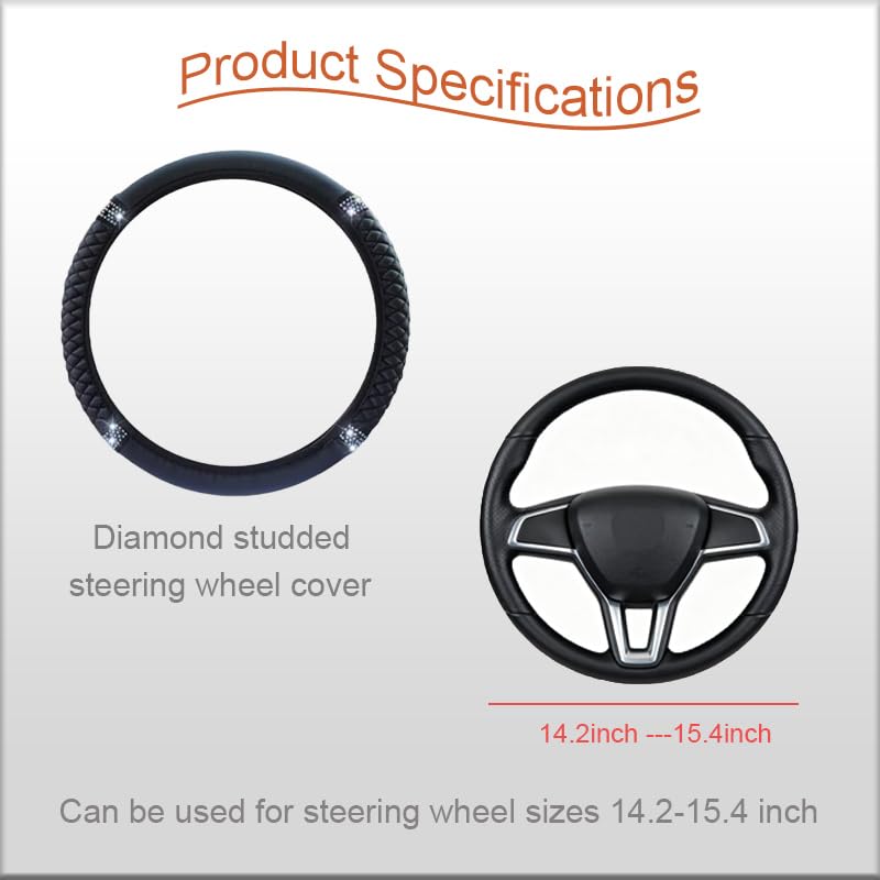 Microfiber Leather Steering Wheel Cover with Anti-Slip Lining Universal Car Accessory for Steering Wheel with a Diameter of 14.5-15 inch (Black) - color: Black