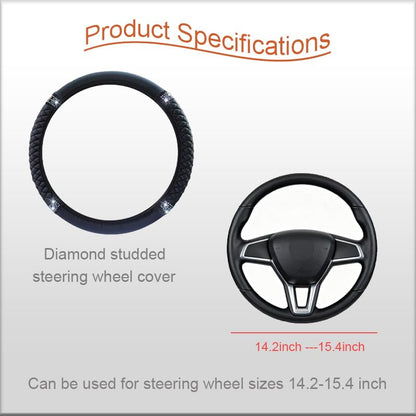 Microfiber Leather Steering Wheel Cover with Anti-Slip Lining Universal Car Accessory for Steering Wheel with a Diameter of 14.5-15 inch (Black) - color: Black