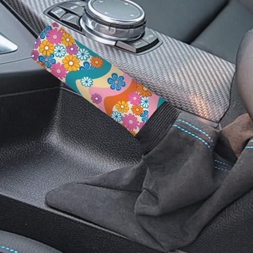 Bulopur Car Shifter Gear Hand Brake Trim Cover Set for Most Cars Van SUV Sedan Truck Auto Accessories - color: Boho Hippie Daisy