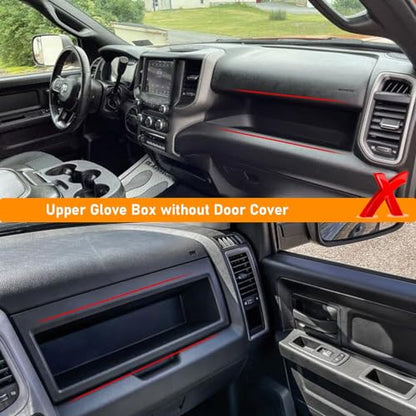 Moonlinks Compatible with Dodge Ram 1500 2500 3500 Glove Box Organizer 2019 2020 2021 2022 2023 2024,Center Console Organizer Console Tray Storage with Rubber Pad for RAM 1500 2500 3500 2019-2024