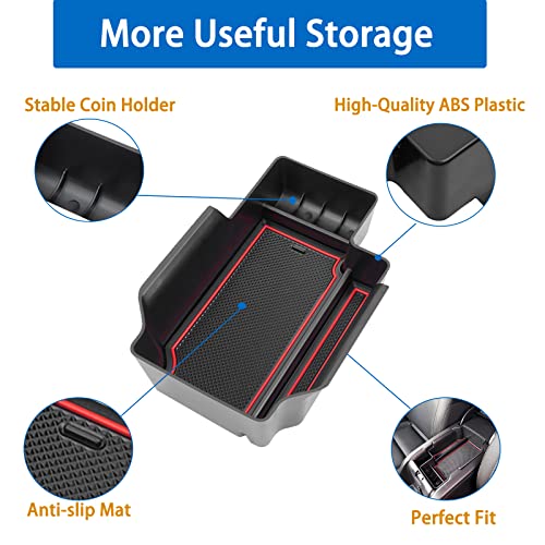 Compatible with Center Console Tray Chevy Colorado/GMC Canyon Accessories 2015-2020 2021 2022 - Red Trim - color: Red Trim