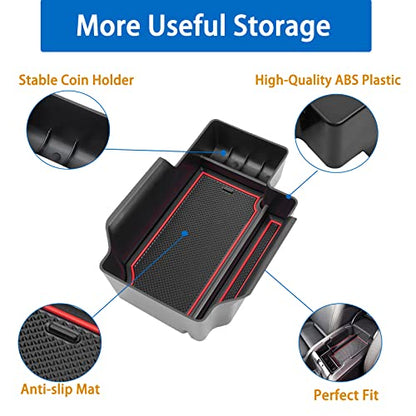 Compatible with Center Console Tray Chevy Colorado/GMC Canyon Accessories 2015-2020 2021 2022 - Red Trim - color: Red Trim