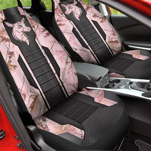 Pink Caomflage Doe Car Seat Covers Front Only, Vehicle Bucket Seat Protetors Universal Fit Most Vehicle, Sedan, Truck, Van and SUV - color: Pink Caomflage Doe