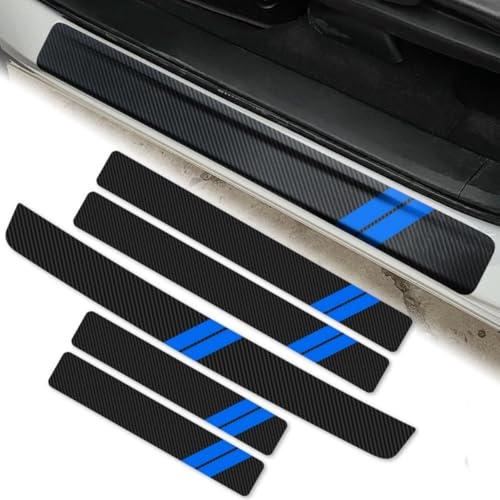5 PCS Car Door Sill Guard Strip for Ineos Grenadier 2020-2025, Car Door Entry Guard Carbon Fiber Wrap Scratch Protection Trunk & Door Entry Edge Guard(Red) - color: Blue
