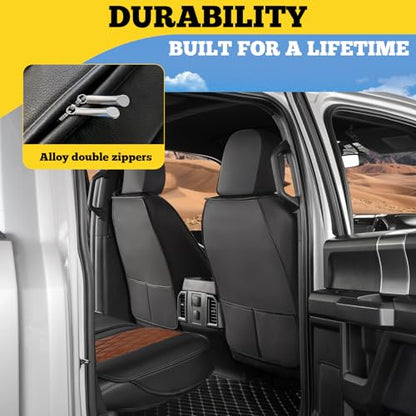 LINGVIDO Car Seat Covers Full Set (5 Seats) - Premium Perforated Nappa Leather, Waterproof Shield, Omni-Adapt Fit SUVs Sedans, Ultimate Family & Pet Protection - color: Black & Brown (B), size: Full Set (5 Seats)