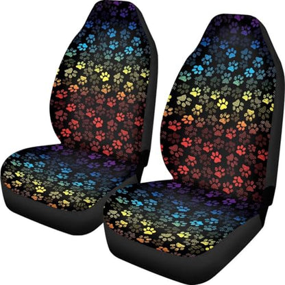 Dreaweet Rainbow Dog Paw Car Seat Covers for Women Universal Car Seat Cover Set of 2 Car Seat Protector Soft Elastic Front Seat Covers for Cars SUV Trucks Van - color: Rainbow Dog Paw