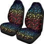 Dreaweet Rainbow Dog Paw Car Seat Covers for Women Universal Car Seat Cover Set of 2 Car Seat Protector Soft Elastic Front Seat Covers for Cars SUV Trucks Van - color: Rainbow Dog Paw