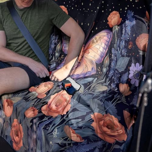 Butterfly Rose Daisy Flower Print Waterproof Backseat Cover Waterproof Rear Bench Towel Seat Covers, Car Seat Protector for Gym Swimming, Universal Fits for Truck Van and SUV - color: Butterfly Rose Daisy Flower