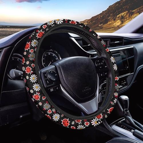 Ladybug Car Steering Wheel Cover for Women Washable Steering Wheel Protection with Elastic Edge Universal Fits SUV Vehicle Sedan Truck All Season 2025 - color: Ladybug
