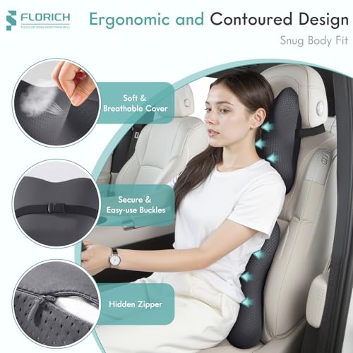 Car Lumbar Support Pillow and Neck Headrest Pillow for Office Chair, Ergonomic Memory Foam, Relieves Neck, Back Pain, Pressure-Relieving Back Support for Car, Office Chair & Wheelchair – Gray - color: Deepgray, size: Lumbar&Headrest Pillow