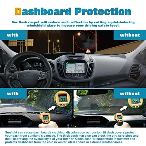 x xotic tech Center Console Dashboard Mat Pre-Cut Non-Slip Sunshield Sun Glare Protector Dash Carpet Pad Black Cover Compatible with Ford Escape 2014-2019 - color: Compatible with Escape 2014-2019