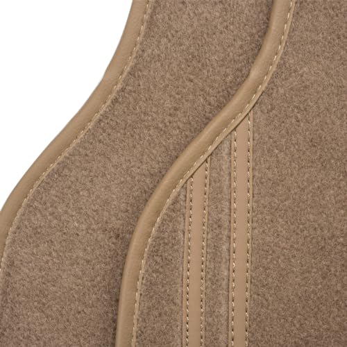 CAR PASS Beige Car Floor Mats, Edge Leather Waterproof Car Mats with Double Stitch Line and Anti-Slip Backing Design, Fit 95% Automotive,SUVS,Sedan,Vans (Pure Beige) - color: Pure Beige