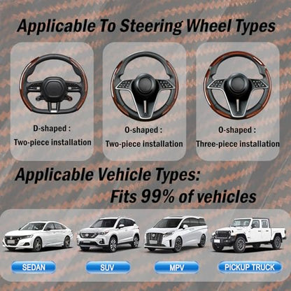 3-Piece Carbon Fiber Steering Wheel Cover, Anti-Slip & Segmented Thin Design for Comfort Grip, Universal Fit 99% Cars SUV Truck,Brown - color: Brown