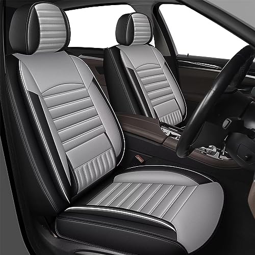 Faux Leather Custom Fit Seat Covers Compatible with Nissan Frontier 2007-2026 Full Set 5 Seats, Airbag Compatible, Black & Dark Gray - color: Gray & White, size: 5 Seats