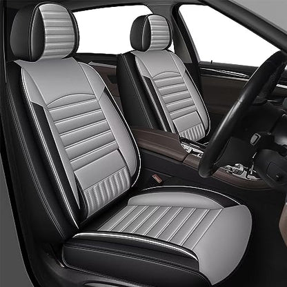Faux Leather Custom Fit Seat Covers Compatible with Nissan Frontier 2007-2026 Full Set 5 Seats, Airbag Compatible, Black & Dark Gray - color: Gray & White, size: 5 Seats