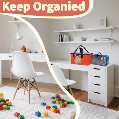 4 PCS Magnetic Tiles Storage Bag, Toy Storage Bags With Visual Top Flap, Label Pocket and Mesh Pockets Fit for LEGO, Building Blocks, Magnetic Tiles, Toy Cars - size: 4PCS(1 Large+1 Medium+2 Small）