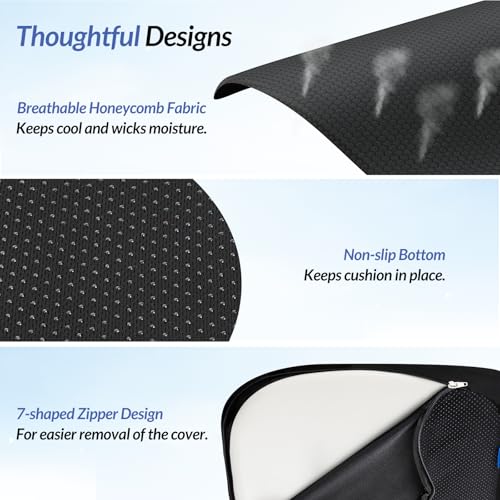 Ergonomic Seat Cushion with Thigh Relief Slope, High-Density Memory Foam Office Chair Cushions with U-Shaped Back for Tailbone, Sciatica Pain Relief, Suitable for Car Seat, Airplane, Bleacher