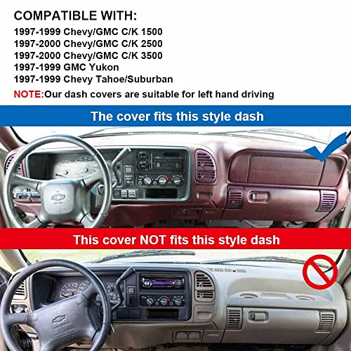 Dash Cover Custom Fit for 1997-2000 Chevy Chevrolet/GMC C1500 C2500 C3500 K1500 K2500 K3500, 1997-1999 GMC Yukon/Chevy Tahoe, 1999-2000 Cadillac Escalade,Dashboard Cover Mat Pad (Blue) - color: Blue