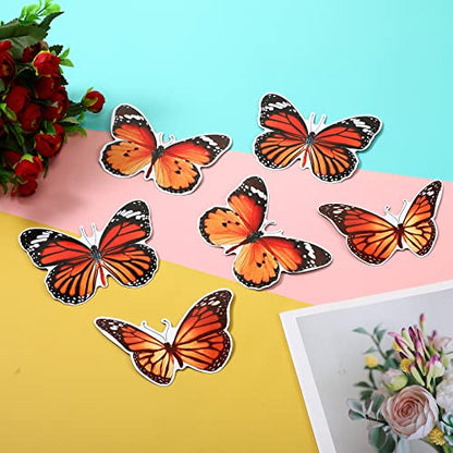6 Pcs Butterfly Screen Door Magnets Flexible Double Sided Door Magnets Decorative Protectors for Sliding Screen Doors Prevent People & Pets from Running into Windows (Red)