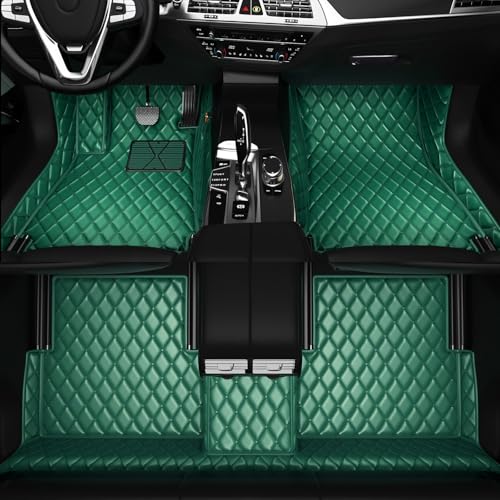 All-Weather car Floor MATS-Suitable for 99% of car Models,Leather car mat, offering Personalized Embroidery and Multiple Color Options,Provide Protection for car Rug (Green) - color: Green