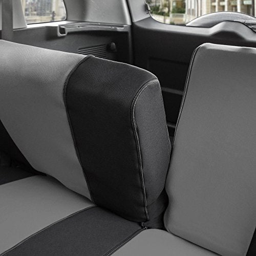 FH Group Full Cover Rear Bench Car Seat Cover – Universal Fit, Split Bench Design with Zipper, Compatible with 60/40 & 40/60 Split Seats, SUV & Van – Gray - color: Gray, style: Rear Set