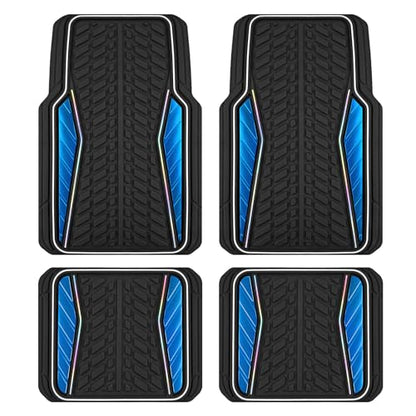 PIC AUTO Car Floor Mats, Blue Aluminum-Molded with Full-Circle Iridescent Inlay Strip Car Mats, Universal-Fit Rubber Mats for Cars, Trucks & SUVs, All-Weather, Non-Slip, Easy-to-Clean Interior Mats
