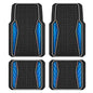 PIC AUTO Car Floor Mats, Blue Aluminum-Molded with Full-Circle Iridescent Inlay Strip Car Mats, Universal-Fit Rubber Mats for Cars, Trucks & SUVs, All-Weather, Non-Slip, Easy-to-Clean Interior Mats