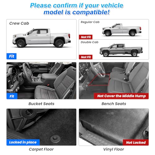 Cartist Floor Mats for 2019-2026 Chevy Silverado/GMC Sierra 1500, 2020-2026 2500 HD/3500 HD Crew Cab, All Weather Floor Liners for Silverado Accessories, Heavy Duty TPE Car Mats, Car Accessories - size: 1)Chevy Silverado 1500 19+