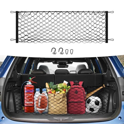 Canvcle Trunk Cargo Net for 2019-2024 Forester Accessories Envelope Style Mesh Trunk Net Organizer and Storage Stretchable Adjustable Elastic Nylon Rear Cargo Netting with Hooks - style: for Forester