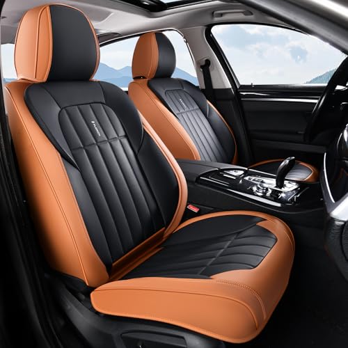 FLORICH Leather Seat Cover, Car Seat Covers Front Set, Waterproof Car Seat Protectors, Front Seat Covers 2 Pack, Automotive Seat Covers Protector Fit for Most Cars Trucks SUV - BrownBlack - color: BrownBlack, size: FrontPair