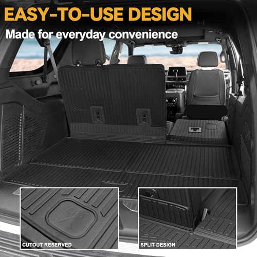 Cargo Mat for 2021-2026 Chevrolet Chevy Suburban/GMC Yukon XL, Full Coverage All Weather Trunk Cargo Liner with 3rd Row Backrest Protectors for Suburban/Yukon XL Accessories