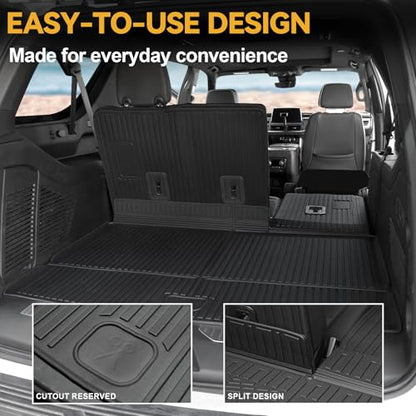 Cargo Mat for 2021-2026 Chevrolet Chevy Suburban/GMC Yukon XL, Full Coverage All Weather Trunk Cargo Liner with 3rd Row Backrest Protectors for Suburban/Yukon XL Accessories