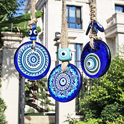 3.1'' Large Glass Evil Eye Amulet Turkish Nazar Bead Home Protection Charm Wall Hanging Ornament for Christmas Tree