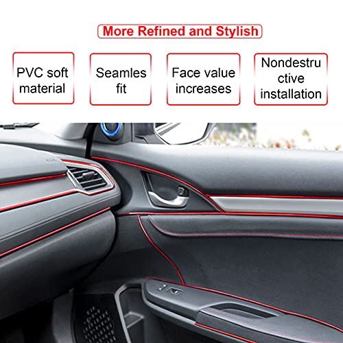 16.4ft Car Interior Moulding Trim Car Decorative Filler Insert Strips with Installation Tool, Flexible Electroplating Decoration Styling Door Dashboard Strip