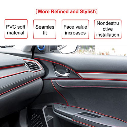 16.4ft Car Interior Moulding Trim Car Decorative Filler Insert Strips with Installation Tool, Flexible Electroplating Decoration Styling Door Dashboard Strip
