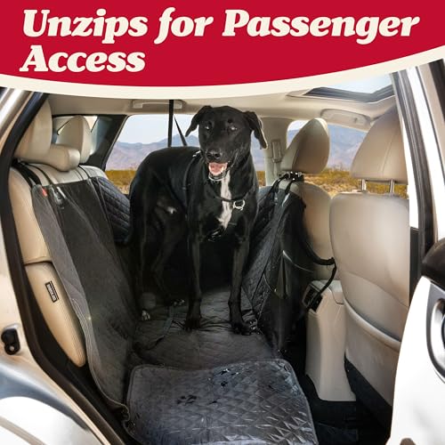 Lusso Gear Dog Car Seat Cover for Back Seat - 100% Waterproof Dog Hammock - Padded Headrest and Mesh Window - Passenger Compatible Rear Car Seat Cover - Fits Trucks, SUVs, Cars - color: Hammock